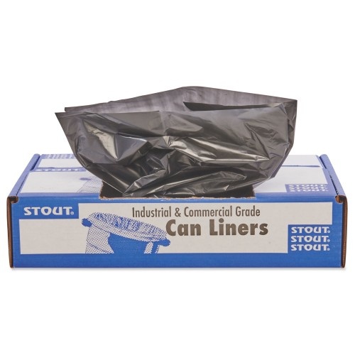 Stout By Envision Total Recycled Content Plastic Trash Bags, 10 Gal, 1 Mil, 24" X 24", Brown/Black, 250/Carton