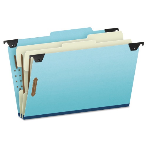 Pendaflex Hanging Classification Folders With Dividers, Legal Size, 2 Dividers, 2/5-Cut Exterior Tabs, Blue
