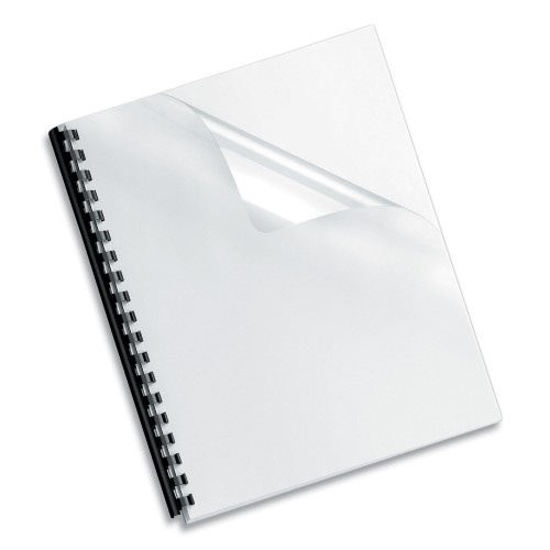 Fellowes Crystals Presentation Covers W/Square Corner, 3-Hole, 11 X 8 1/2, Clear, 100/Pk