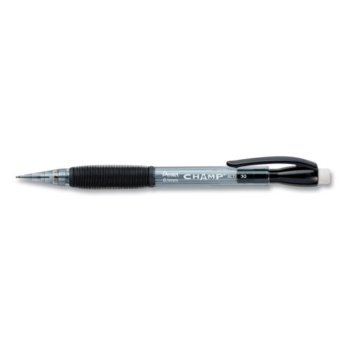 Pentel Champ Mechanical Pencil, 0.9 Mm, Hb (#2.5), Black Lead, Translucent Black Barrel, Dozen