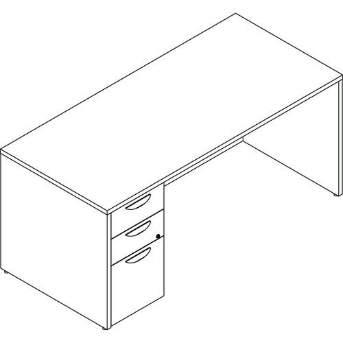 Lorell Prominence 2.0 Espresso Laminate Box/Box/File Left-Pedestal Desk - 3-Drawer
