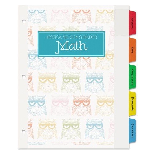 Avery Movable Tab Dividers With Color Tabs, 5-Tab, 11 X 8.5, White, 1 Set