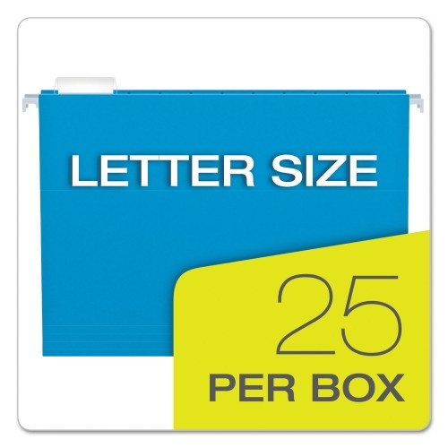 Pendaflex Colored Hanging Folders, Letter Size, 1/5-Cut Tab, Blue, 25/Box