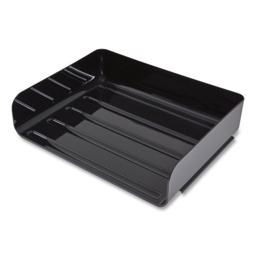 Tru Red Side-Load Stackable Plastic Document Tray, 1 Section, Letter-Size, 12.63 X 9.72 X 3.01, Black, 2/Pack