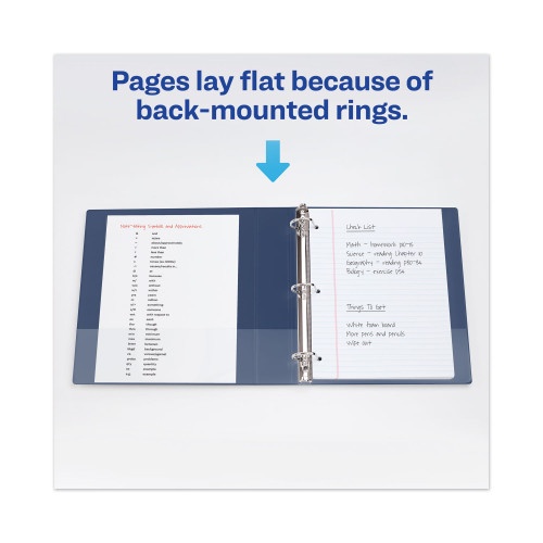 Avery Heavy-Duty View Binder With Durahinge And Locking One Touch Ezd Rings, 3 Rings, 3" Capacity, 11 X 8.5, Navy Blue