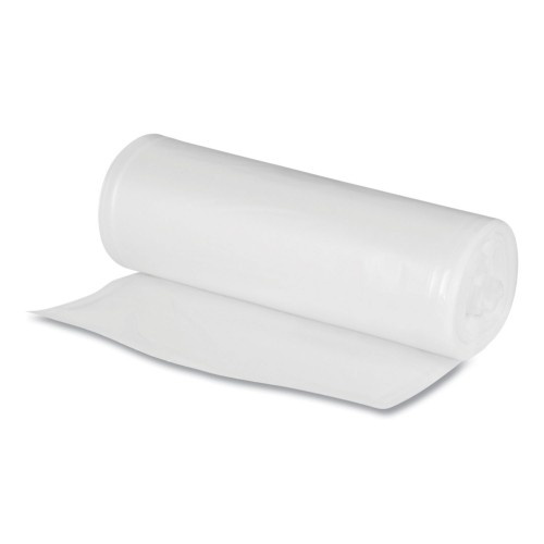 Boardwalk Recycled Low-Density Polyethylene Can Liners For Slim Jim Containers, 23Gal, 1Mil, 28" X 45", Clear,15 Bags/Roll, 10 Rolls/Ct