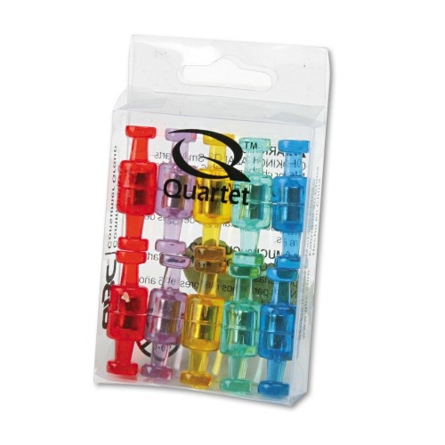Quartet Magnetic "Push Pins", 0.75" Diameter, Assorted Colors, 20/Pack