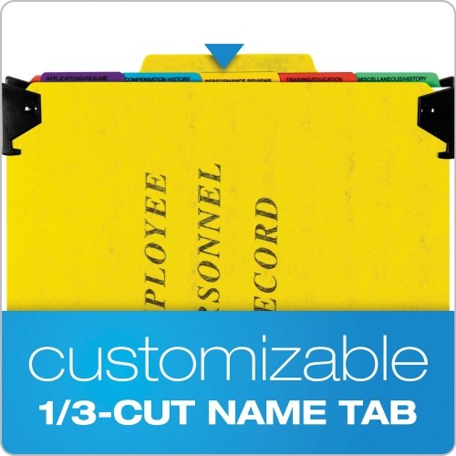 Pendaflex Hanging Style Personnel Folders, 1/3-Cut Tabs, Center Position, Letter Size, Yellow