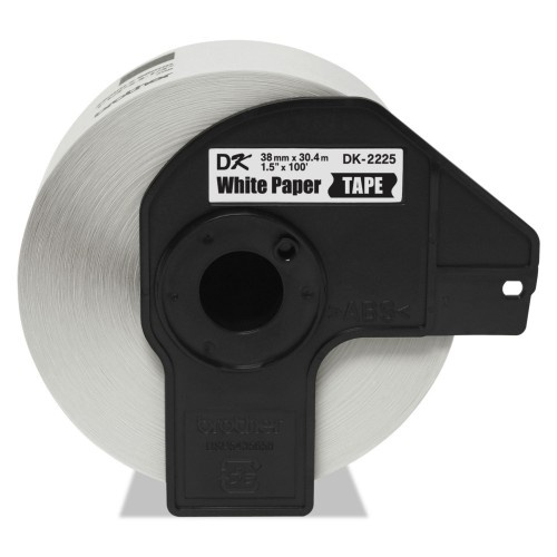 Brother Continuous Paper Label Tape, 1.5" X 100 Ft, Black/White