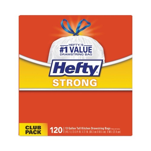 Hefty Bags, Drawstring, Heavy Duty, 13 Gallon, Extra Large - 40 bags