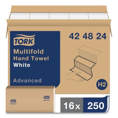 Tork Advanced Multifold Hand Towel, 1-Ply, 9 X 9.5, White, 250/Pack, 16 Packs/Carton