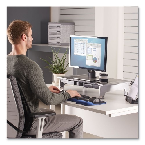 Fellowes Office Suites Premium Monitor Riser, 27 X 14 X 4 1/4, Black/Silver