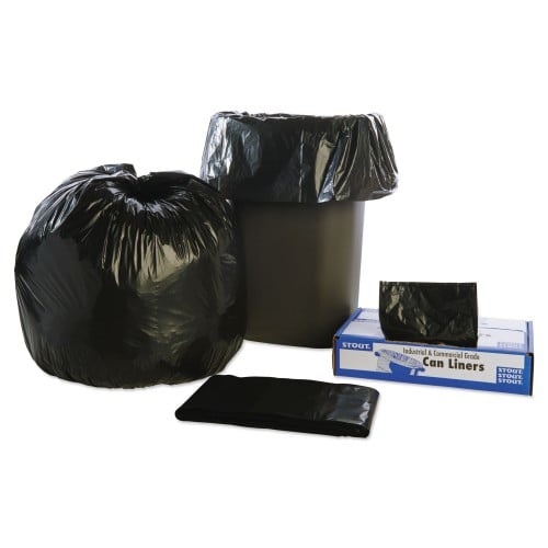 Stout By Envision Total Recycled Content Plastic Trash Bags, 30 Gal, 1.3 Mil, 30" X 39", Brown/Black, 100/Carton