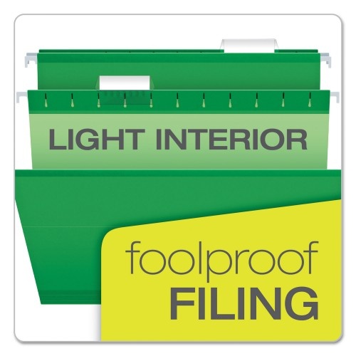 Pendaflex Colored Reinforced Hanging Folders, Legal Size, 1/5-Cut Tab, Bright Green, 25/Box