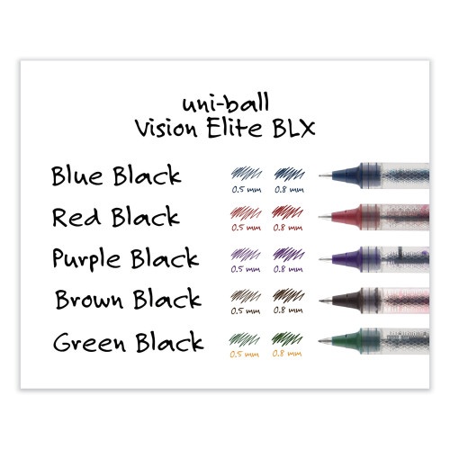 Uni-Ball Refill For Vision Elite Roller Ball Pens, Bold Conical Tip, Assorted Ink Colors, 2/Pack