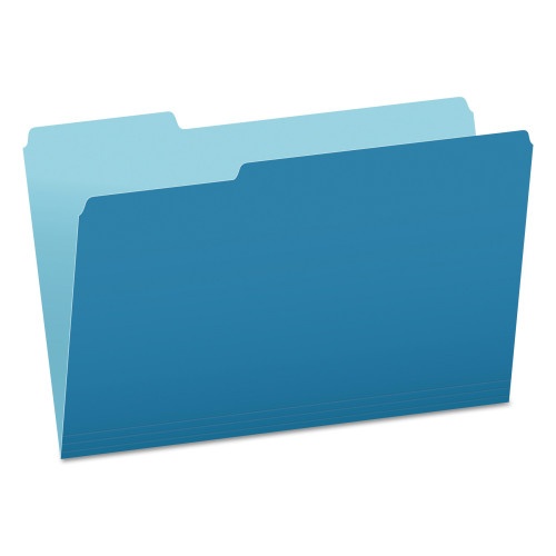 Pendaflex Colored File Folders, 1/3-Cut Tabs: Assorted, Legal Size, Blue/Light Blue, 100/Box