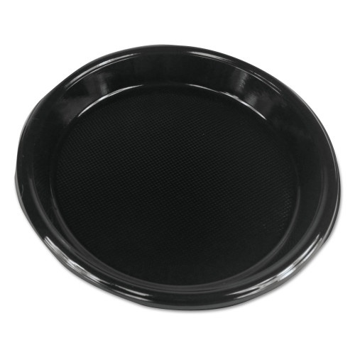 Boardwalk Hi-Impact Plastic Dinnerware, Plate, 10" Dia, Black, 500/Carton