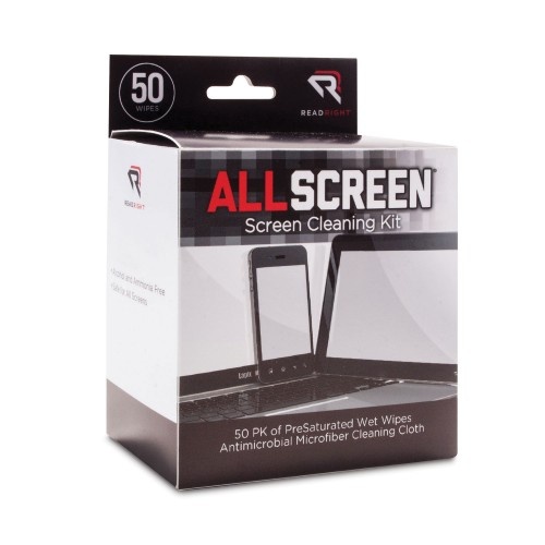 Read Right Allscreen Screen Cleaning Kit, 50 Wipes, 1 Microfiber Cloth
