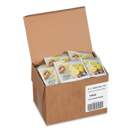 Bigelow Steep Cafe Organic Herbal Tea, Lemon Ginger, 50 Bags/Carton