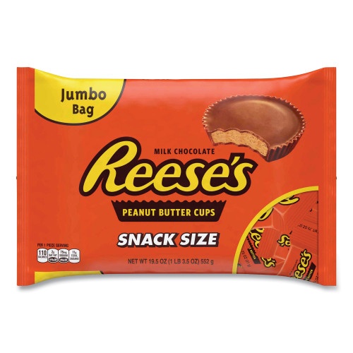 Reese's Snack Size Peanut Butter Cups, Jumbo Bag, 19.5 Oz Bag, Ships In 1-3 Business Days