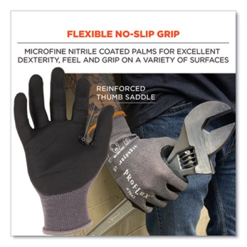 Ergodyne Proflex 7043 Ansi A4 Nitrile Coated Cr Gloves, Gray, X-Large, 1 Pair, Ships In 1-3 Business Days
