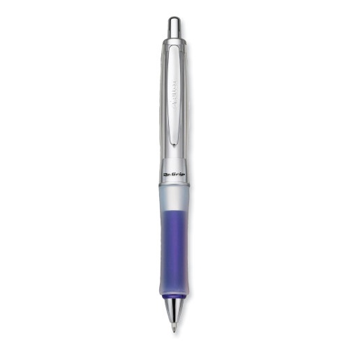 Pilot Dr. Grip Center Of Gravity Ballpoint Pen, Retractable, Medium 1 Mm, Black Ink, Silver/Navy Grip Barrel