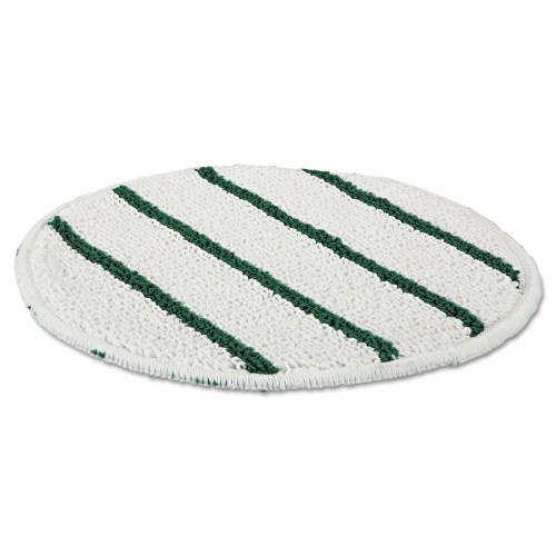 Rubbermaid Commercial Low Profile Scrub-Strip Carpet Bonnet, 19" Diameter, White/Green, 5/Carton