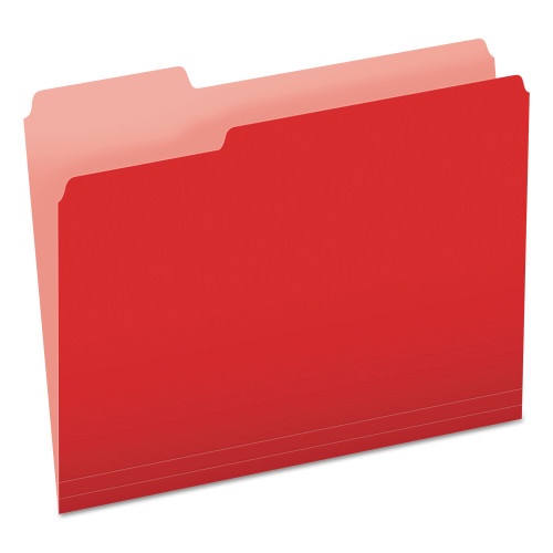 Pendaflex Colored File Folders, 1/3-Cut Tabs: Assorted, Letter Size, Red/Light Red, 100/Box