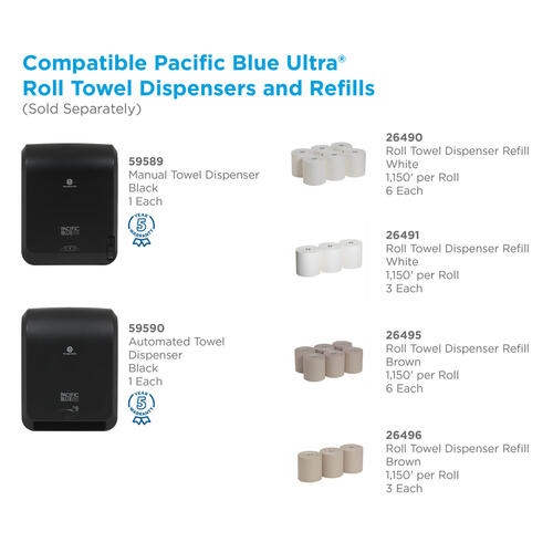 Pacific Blue Ultra High-Capacity Recycled Paper Towel Rolls