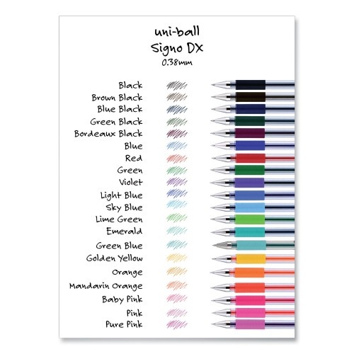 Uni-Ball Gel Pen, Stick, Micro 0.38 Mm, Assorted Ink Colors, Clear Barrel, 8/Pack