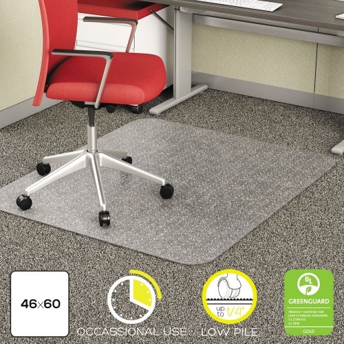 Deflecto Economat Occasional Use Chair Mat, Low Pile Carpet, Flat, 46 X 60, Rectangle, Clear