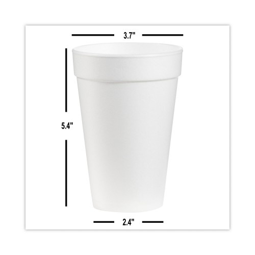 Dart Foam Drink Cups, 16 Oz, White, 20/Bag, 25 Bags/Carton