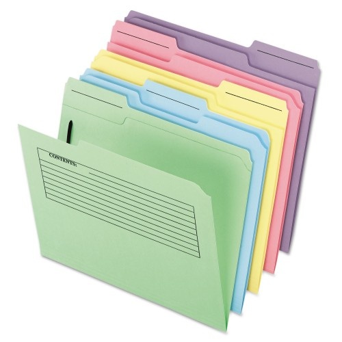 Pendaflex Printed Notes Folder With One Fastener, 1/3-Cut Tabs, Letter Size, Assorted, 30/Pack