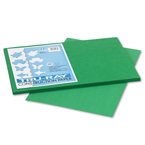 Pacon Tru-Ray Construction Paper, 76 Lb Text Weight, 12 X 18, Holiday Green, 50/Pack