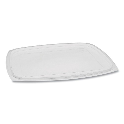 Pactiv Showcase Deli Container Lid, Flat Lid For 3-Compartment 48/64 Oz Containers, 9 X 7.38 X 0.19, Clear, Plastic, 220/Carton
