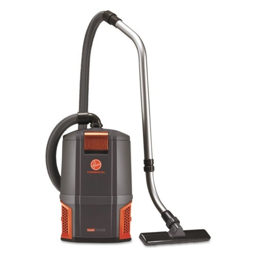 Hoover Hushtone Backpack Vacuum Cleaner, 11.7 Lb., Gray/Orange