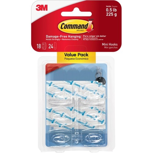 Command Mini Clear Hooks With Clear Strips