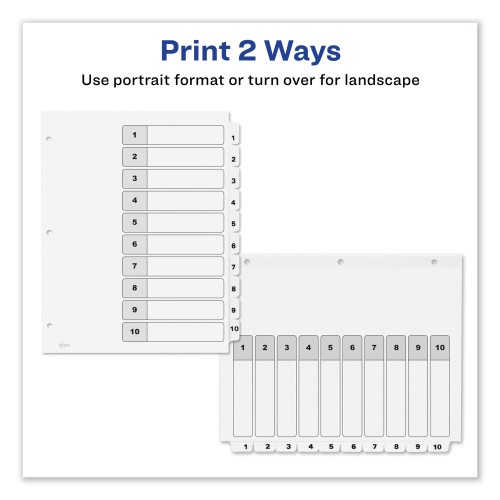 Avery Customizable Toc Ready Index Black And White Dividers, 10-Tab, 1 To 10, 11 X 8.5, 1 Set