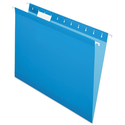 Pendaflex Colored Reinforced Hanging Folders, Letter Size, 1/5-Cut Tabs, Blue, 25/Box