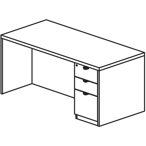 Lorell Prominence 2.0 Mahogany Laminate Box/Box/File Right-Pedestal Desk - 3-Drawer