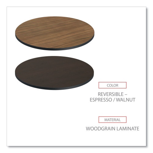 Alera Reversible Laminate Table Top, Round, 35.5" Diameter, Espresso/Walnut