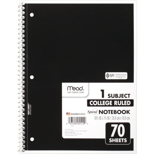 Mead One-Subject Spiral Notebook