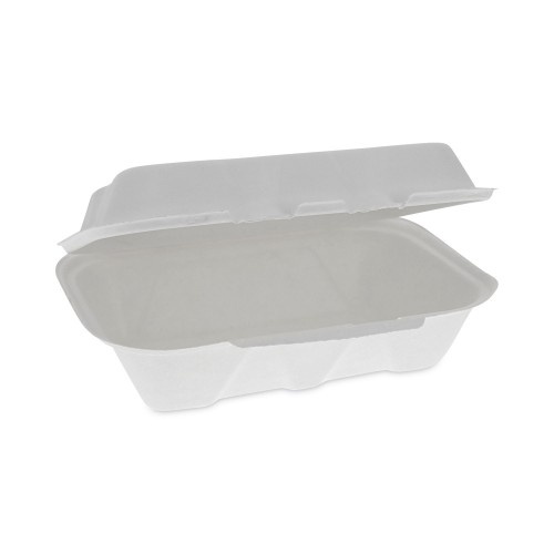Pactiv Earthchoice Bagasse Hinged Lid Container, Dual Tab Lock, 9.1 X 6.1 X 3.3, Natural, Sugarcane, 150/Carton