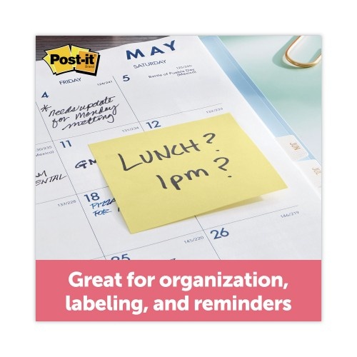 Post-It Original Recycled Note Pads, 3" X 3", Canary Yellow, 100 Sheets/Pad, 12 Pads/Pack