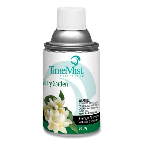 Timemist Premium Metered Air Freshener Refill, Country Garden, 6.6 Oz Aerosol, 12/Carton