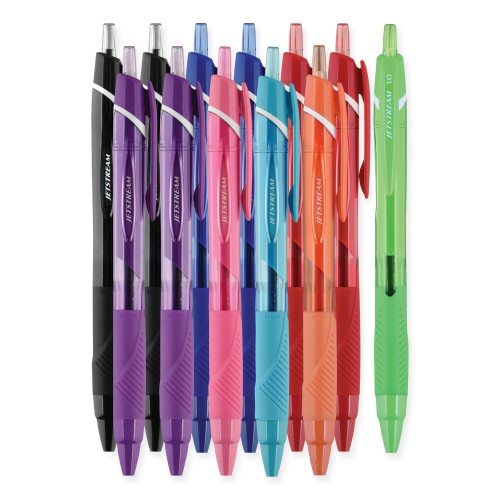 Uni-Ball Jetstream Elements Ballpoint Pen, Retractable, Medium 1 Mm, Assorted Ink And Barrel Colors, 12/Pack