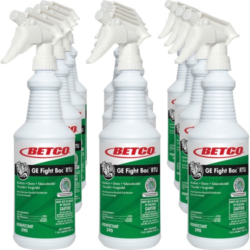 Betco Ge Fight Bac Rtu Disinfectant, Fresh Scent, 32 Oz Bottle, 12/Carton