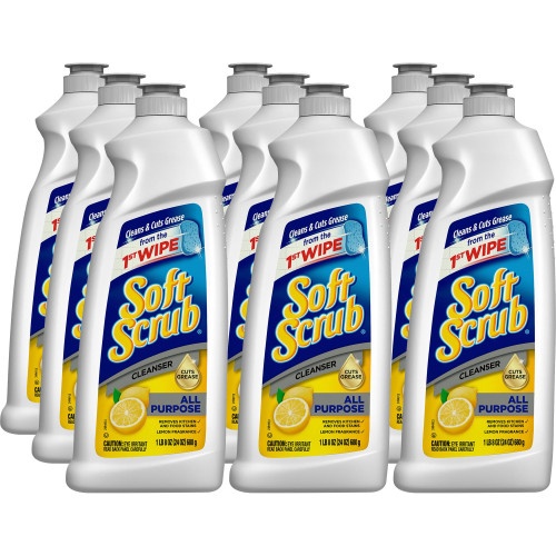Soft Scrub All Purpose Cleanser, Lemon Scent, 24 Oz Bottle, 9/Carton