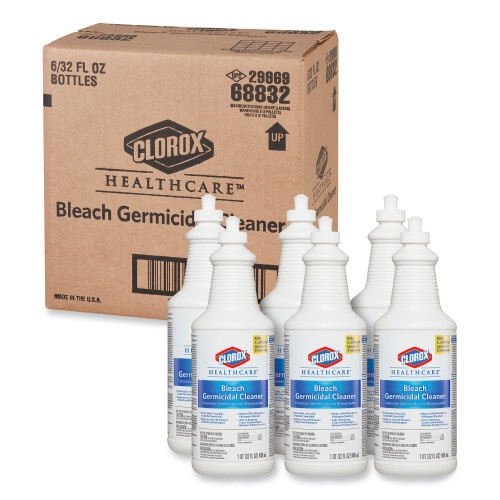 Clorox Healthcare Bleach Germicidal Cleaner, 32 Oz Pull-Top Bottle, 6/Carton