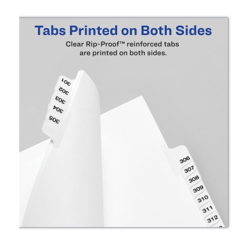 Preprinted Legal Exhibit Side Tab Index Dividers, Avery Style, 25-Tab, 301 To 325, 11 X 8.5, White, 1 Set,